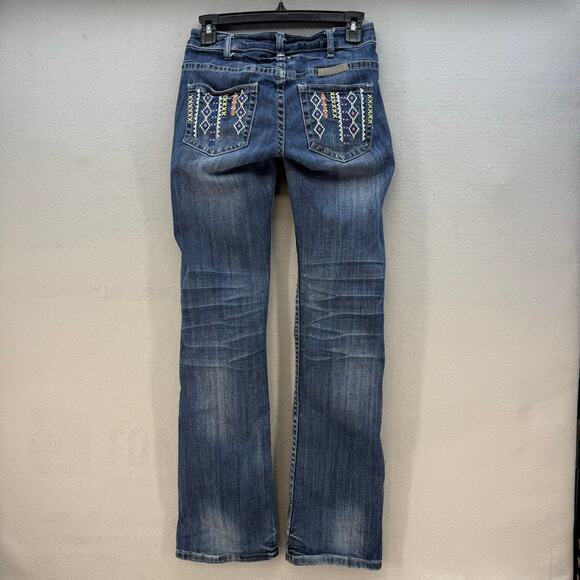 Cowgirl Tuff Jeans Women's 24x33 (0) Blue Aztec Mustang Boot Cut Embroidered - Picture 2 of 16